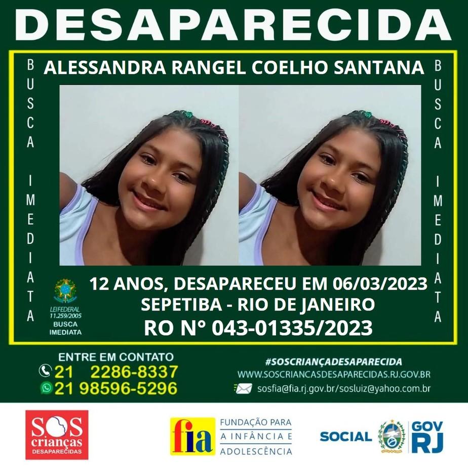 Cartaz do SOS Crianas Desaparecidas com a foto de Alessandra que sumiu na segunda-feira