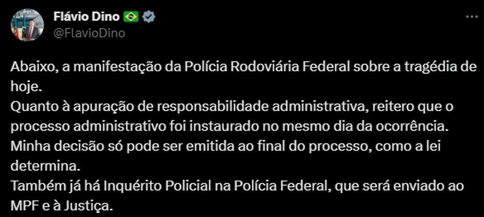 Flvio Dino disse que PF investiga a morte da menina no Rio Foto ReproduoX