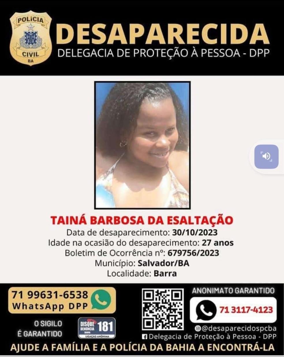 Mulher est desaparecida em Salvador Foto Divulgao