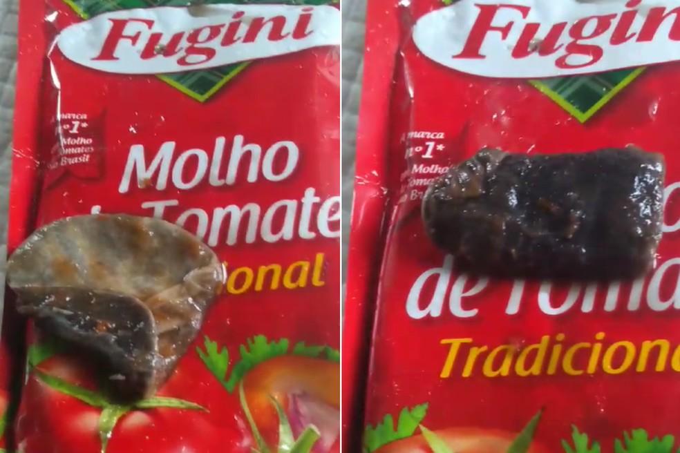 Pedreiro encontrou objeto estranho dentro de molho de tomate em Miracatu SP Foto Reproduo